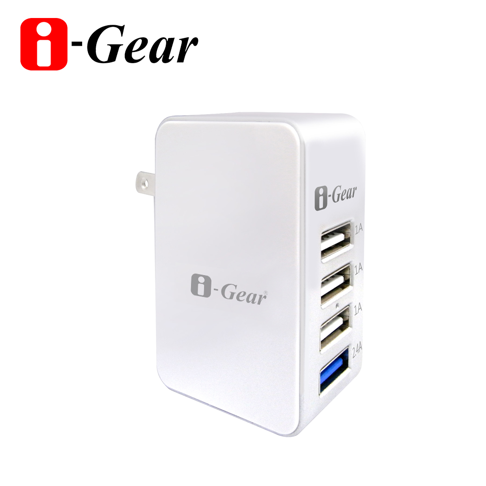 i-Gear 4 port USB大電流旅充變壓器 IAU-54A - 白