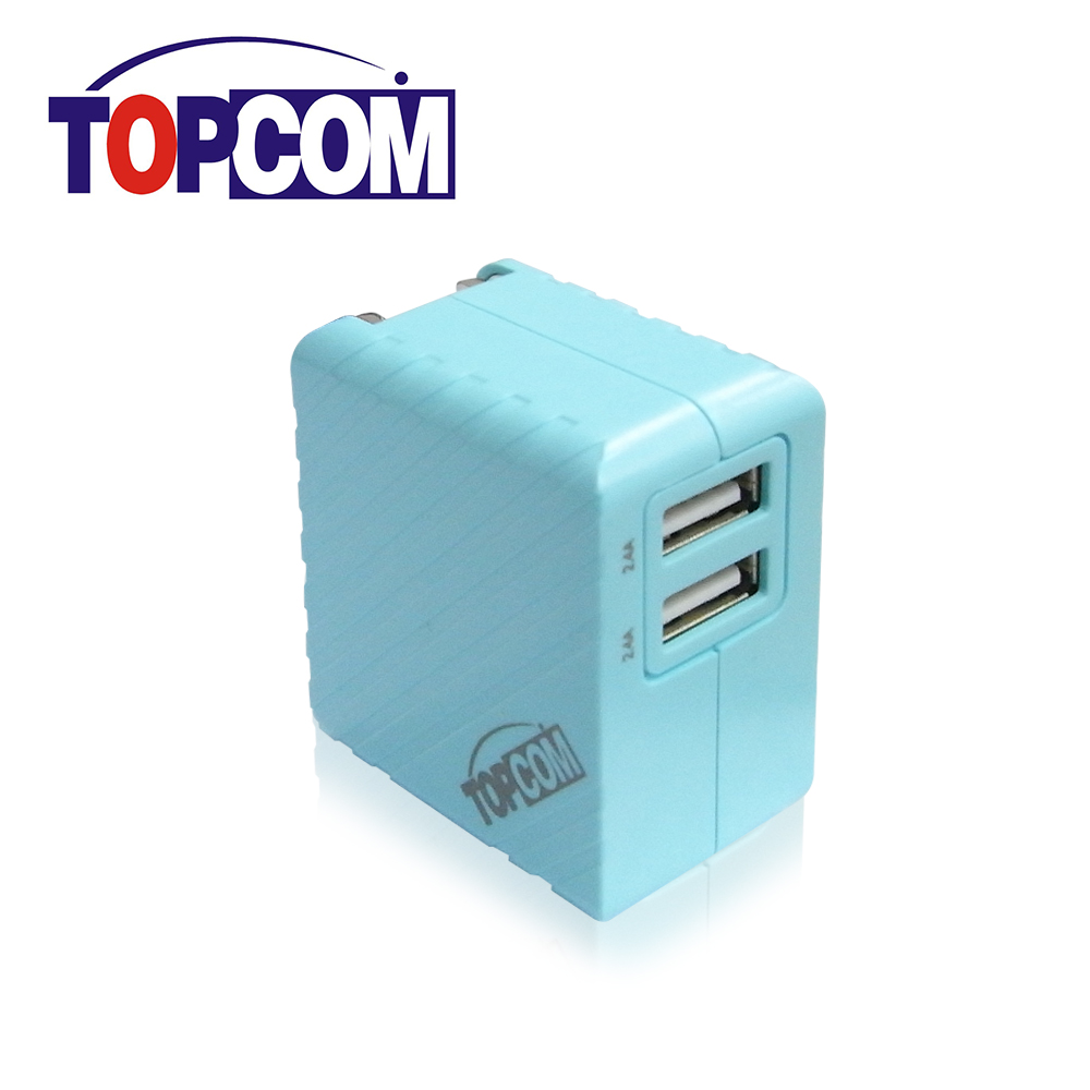 TOPCOM 雙USB孔 5V 3.4A 高速充電 充電器 TC-E340 (藍色)