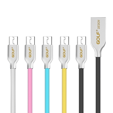 Golf USB 2.0 轉 Micro USB 鋅合金接頭多彩細線(1M)