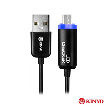KINYO Micro USB 2.4A極速LED智慧變燈充電傳輸扁線150cm