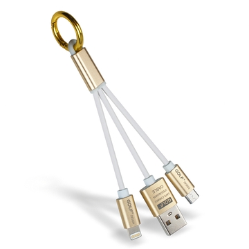 GOLF Apple 8Pin / Mirco USB 一分二 便攜式金屬鑰匙圈充電傳輸線