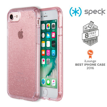 Speck Presidio Clear+Glitter iPhone 7 透色+金色玻璃水晶防摔保護殼-玫瑰粉