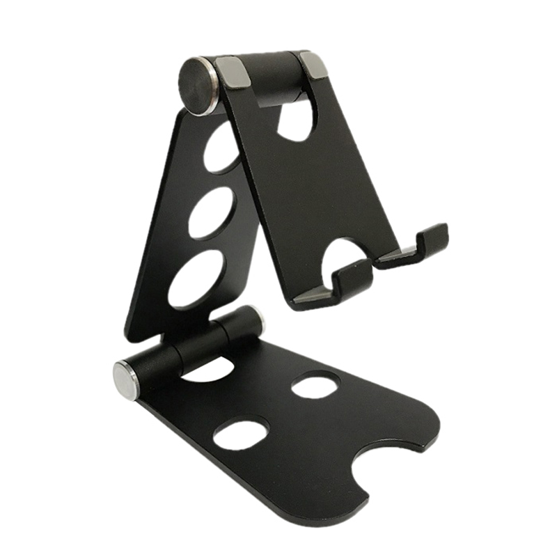 桌上型摺疊式攜帶式可調角度手機架平板架 - 黑色