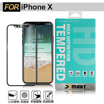 XM Apple iPhone X 5.8吋 超透滿版 2.5D 鋼化玻璃貼-黑色