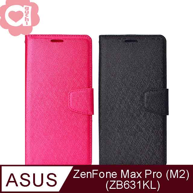 ASUS ZenFone Max Pro (M2) ZB631KL 月詩蠶絲紋時尚皮套 側掀磁扣手機殼/保護套-玫黑