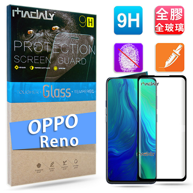 MADALY for OPPO Reno 6.4吋 全膠全貼合滿版全覆蓋 9H鋼化玻璃螢幕保護貼-皮套版