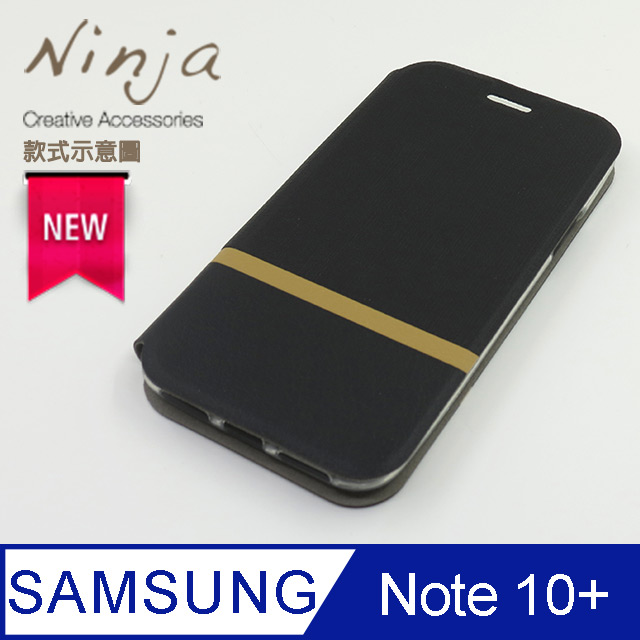 【東京御用Ninja】SAMSUNG Galaxy Note 10+ (6.8吋)復古懷舊牛仔布紋保護皮套(酷炫黑)