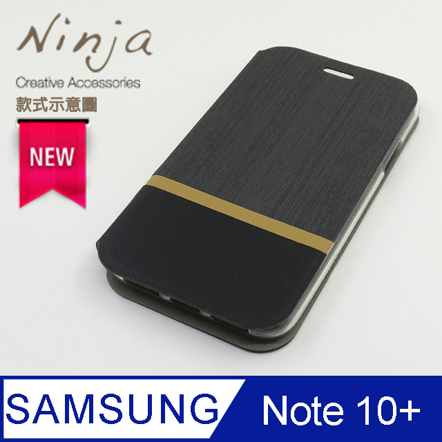 【東京御用Ninja】SAMSUNG Galaxy Note 10+ (6.8吋)復古懷舊牛仔布紋保護皮套(時尚灰)