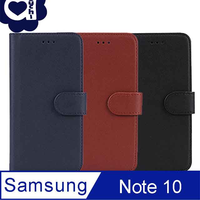 亞古奇 Samsung Galaxy Note 10 6.3吋 柔軟羊紋二合一可分離式兩用皮套 手機殼/保護套-藍棕黑