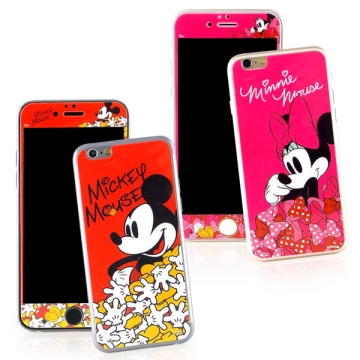 【Disney 】iPhone 6 強化玻璃彩繪保護貼-米奇米妮