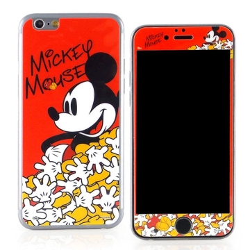 【Disney 】iPhone 6 強化玻璃彩繪保護貼-米奇米妮