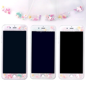 【Sanrio三麗鷗】iPhone 6 /6s (4.7吋) 繁花系列 9H強化玻璃彩繪保護貼