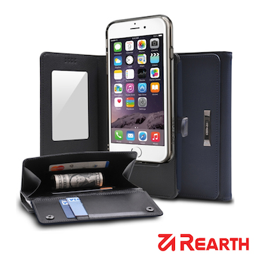 Rearth Apple iPhone 6/6s (Ringke Wallet)皮夾式真皮保護皮套(藍)