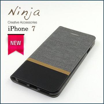 【東京御用Ninja】Apple iPhone 7（4.7吋）復古懷舊牛仔布紋保護皮套（時尚灰）
