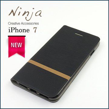 【東京御用Ninja】Apple iPhone 7（4.7吋）復古懷舊牛仔布紋保護皮套（酷炫黑）