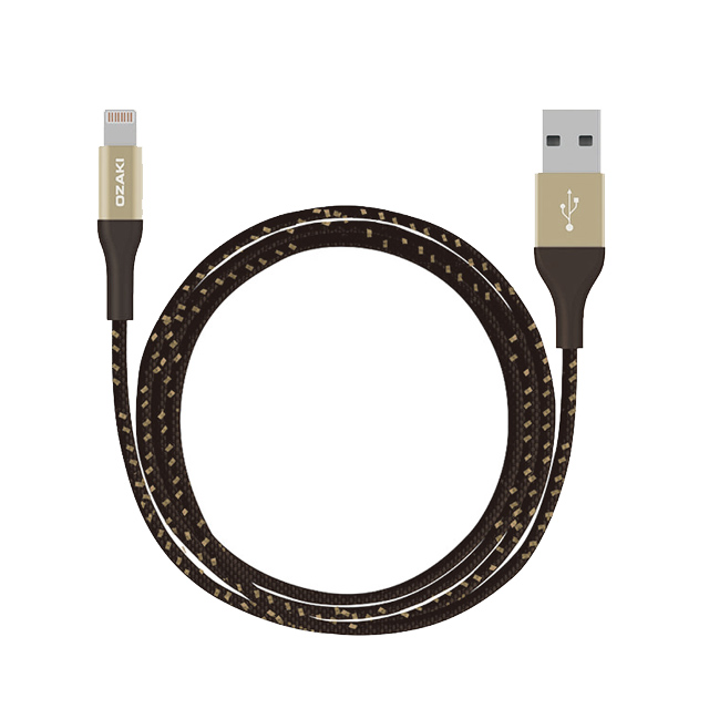 Ozaki O!tool T-cable 1M USB to Lightning 超堅固編織棉線-金色