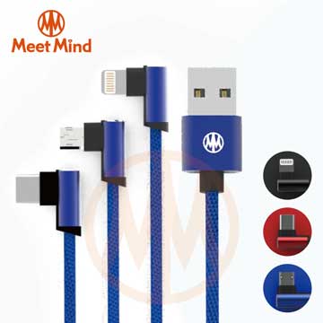 【Meet Mind】Lightning / Micro USB / Type C L型傳輸充電線(2入)