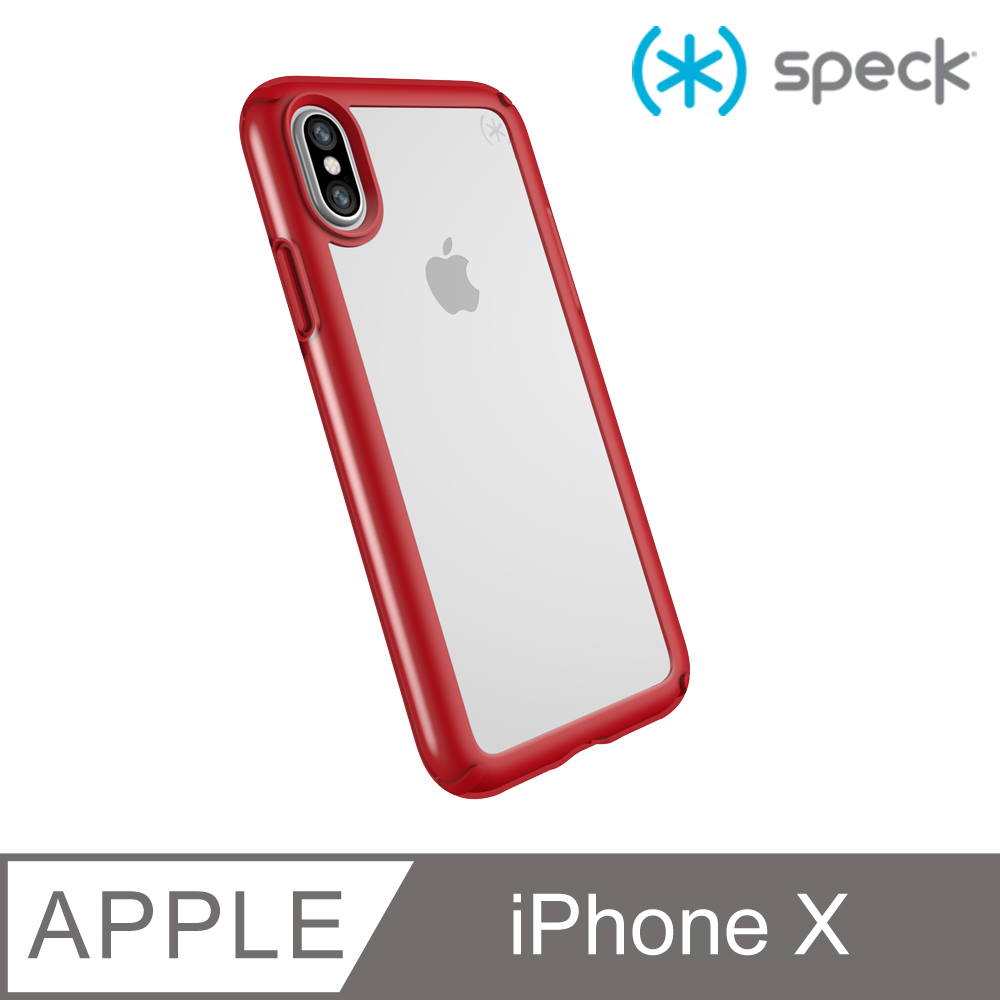 Speck Presidio SHOW iPhone X 透明背蓋防摔保護殼-透明/紅色