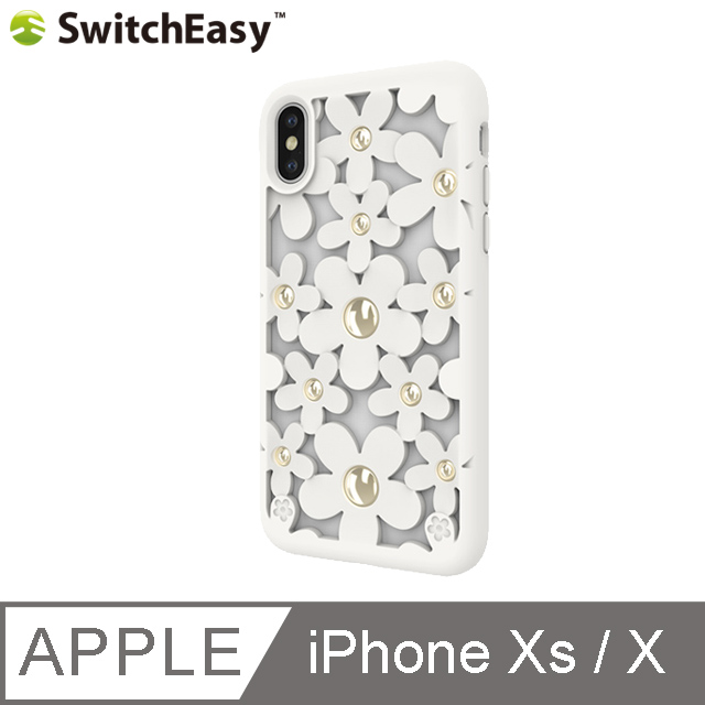 SwitchEasy Fleur iPhone Xs/X 3D花朵吸震防摔保護殼-米白色
