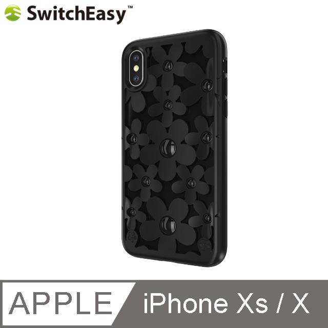 SwitchEasy Fleur iPhone Xs/X 3D花朵吸震防摔保護殼-黑色