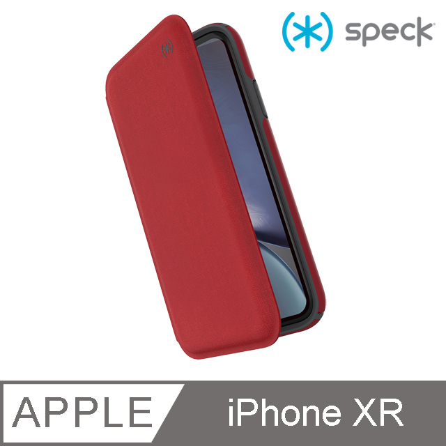 Speck Presidio Folio iPhone XR 針織紋側翻防摔保護套-紅色