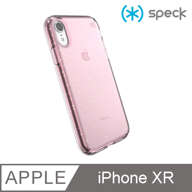 Speck Presidio Clear+Glitter iPhone XR 透色+金色奈米玻璃水晶防摔保護殼-玫瑰粉