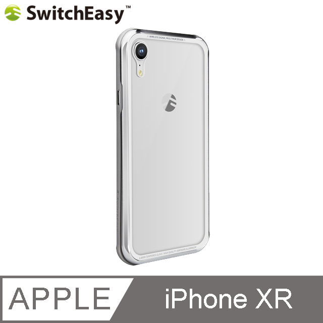 SwitchEasy iGlass iPhone XR TPU邊框+鋁框9H玻璃背蓋保護殼-銀色