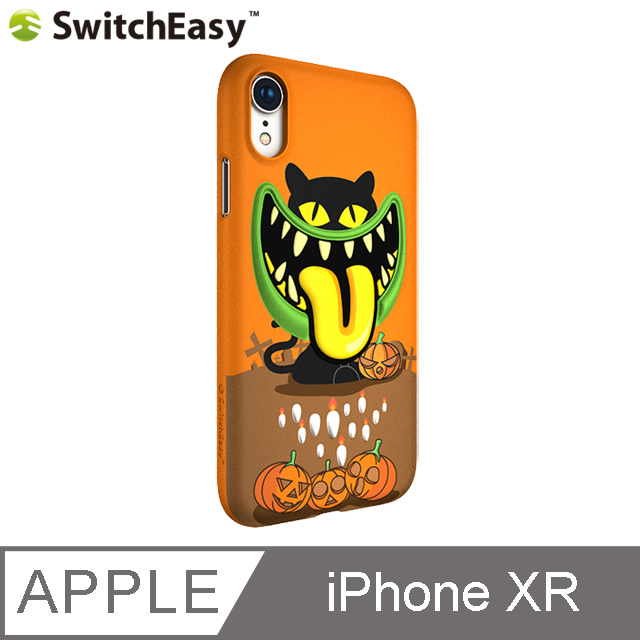 SwitchEasy Monsters iPhone XR 3D笑臉怪獸保護殼-橘皮幽靈貓