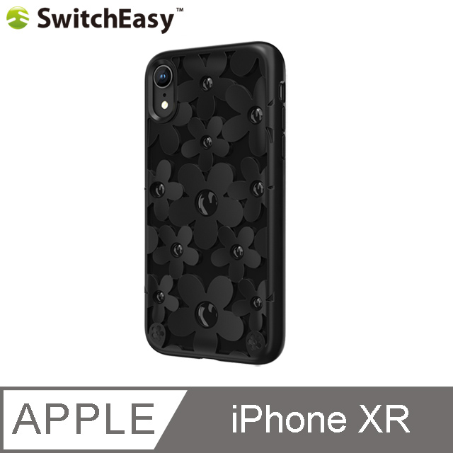 SwitchEasy Fleur iPhone XR 3D花朵吸震防摔保護殼-黑色