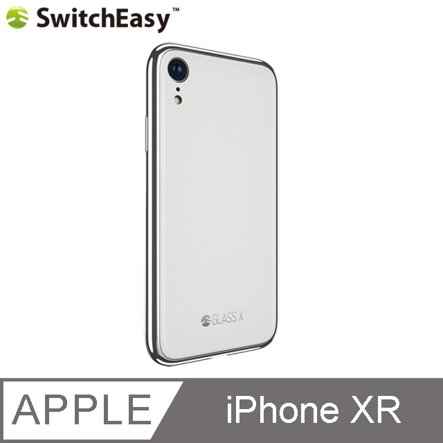 SwitchEasy Glass X for iPhone XR 鉻金屬質感9H玻璃殼-白色