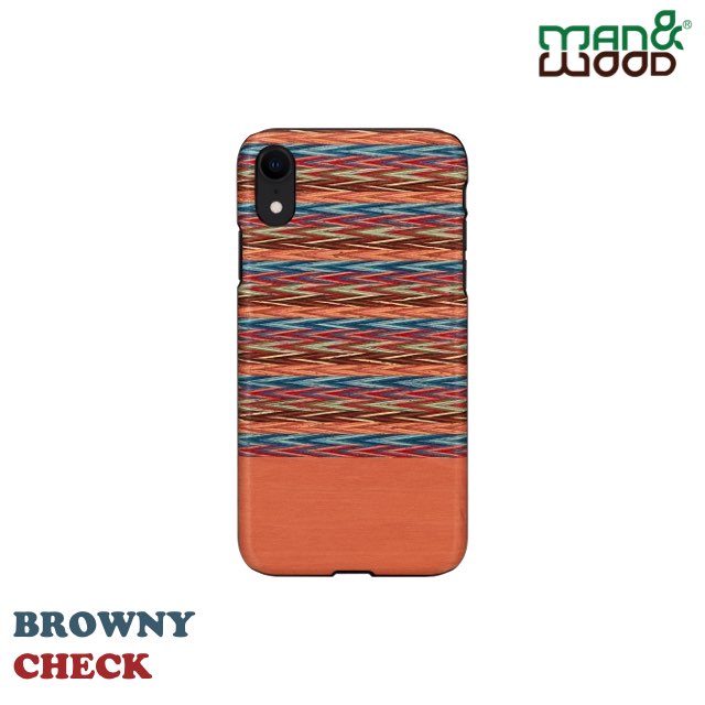 Man&Wood iPhone XR 經典原木 造型保護殼-褐色格紋 Browny Check