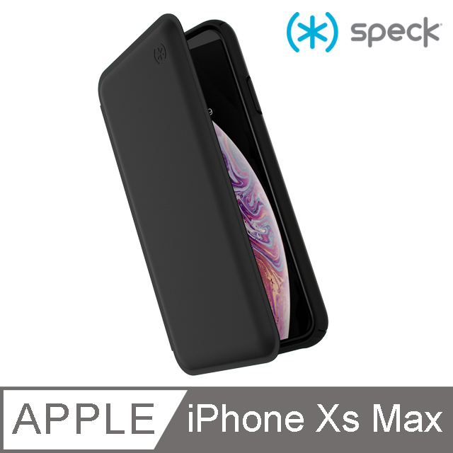 Speck Presidio Folio Leather iPhone Xs Max 皮質側翻防摔保護套-黑色