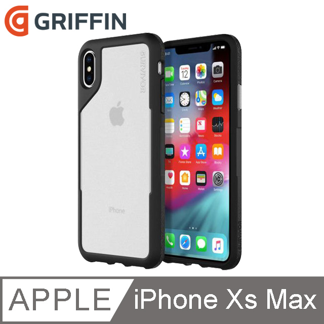 Griffin Survivor Endurance iPhone XS Max 軍規防摔保護殼, 黑色/霧透