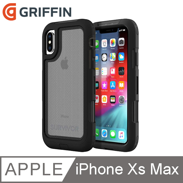 Griffin Survivor Extreme iPhone XS Max 超強韌防摔保護殼 黑/ 霚透