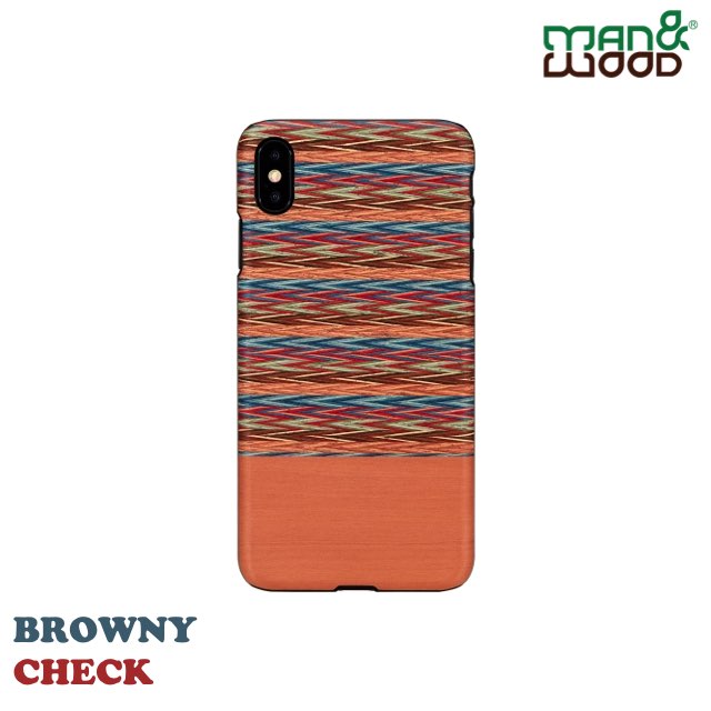 Man&Wood iPhone Xs Max 經典原木 造型保護殼-褐色格紋 Browny Check