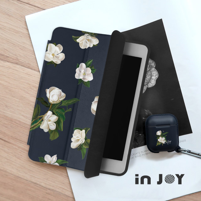 INJOY mall iPad mini123 系列 Smart cover皮革平板保護套 無筆槽 柔白香氛花朵款