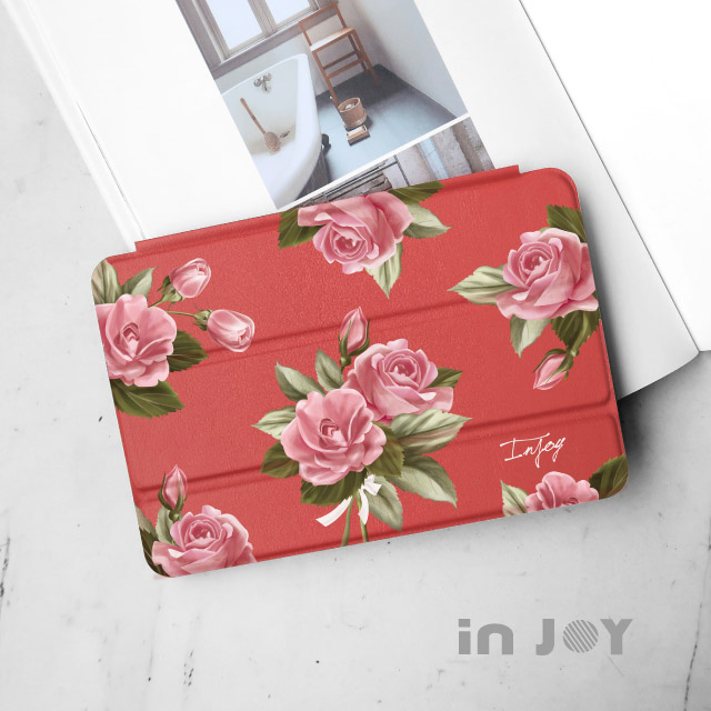 INJOY mall iPad mini123 系列 Smart cover皮革平板保護套 無筆槽 初戀粉玫瑰款