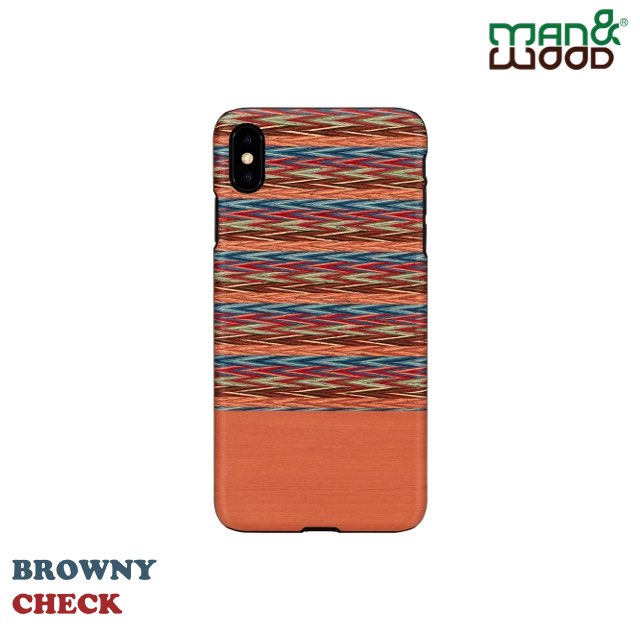 Man&Wood iPhone XS / X 經典原木 造型保護殼-褐色格紋 Brown Check