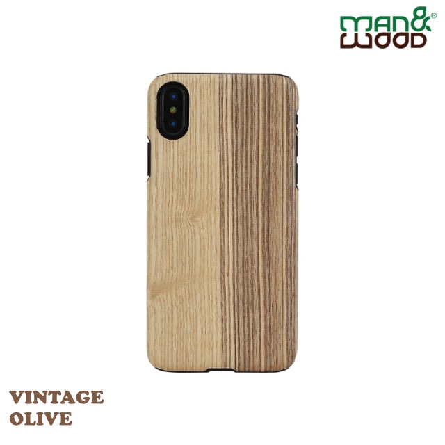 Man&Wood iPhone XS / X 經典原木 造型保護殼-經典橄欖木 VINTAGE OLIVE