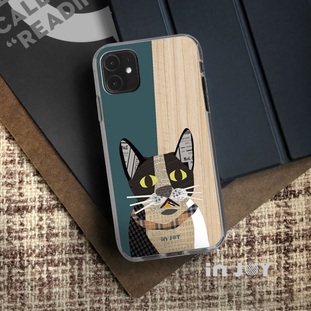 INJOY mall iPhone 6 格紋拼貼賓士貓透明 防摔手機殼 保護殼