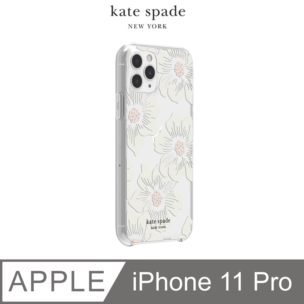 Kate Spade Hollyhock Floral iPhone 11 Pro 白色大花透明殼+小鑲鑽