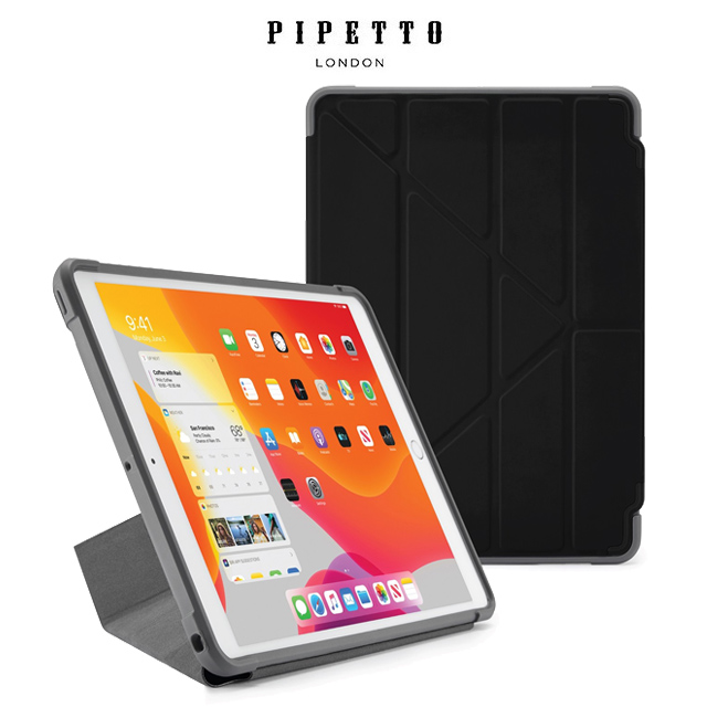 英國Pipetto Origami Shield iPad 10.2吋 多角度摺疊軍規防摔保護套-黑/灰色