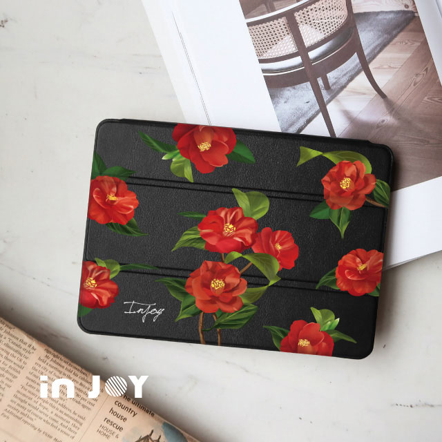 INJOY mall for iPad 10.2 2019 系列 Smart cover皮革平板保護套 附筆槽 優雅山茶花款