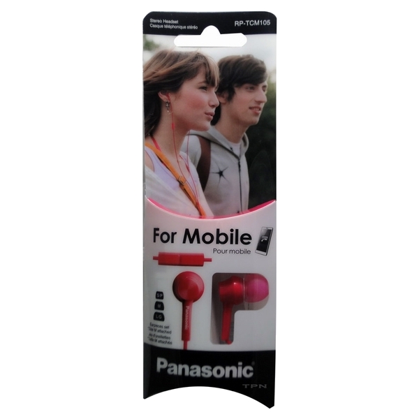 Panasonic國際牌手機用耳道式耳麥TCM105-P粉色(2入組合)