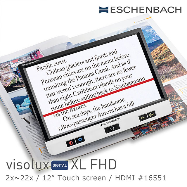 【德國 Eschenbach】visolux DIGITAL XL FHD 2x-22x 12吋高畫質HDMI觸控可攜式擴視機 16551 (公司貨)