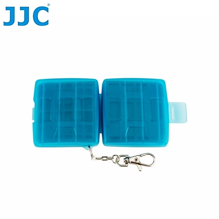 JJC記憶卡收納盒儲存盒適SD.CF共6張(淺藍,附鑰匙鏈)MC-6B