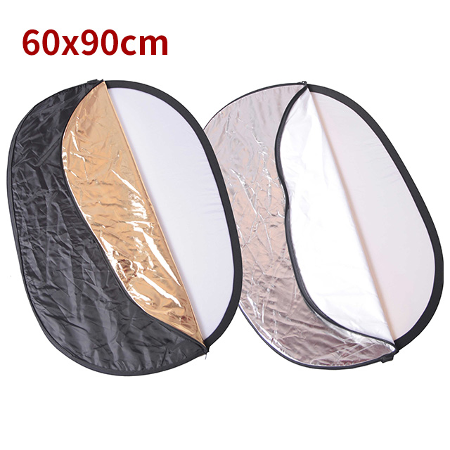 五合一 橢圓形反光板 60x90cm 可折疊收納 戶外補光 5合1 銀白金黑柔