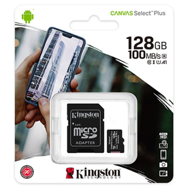 KINGSTON 金士頓 128GB 128G microSDXC【100MB/s-Plus】UHS U1 TF C10 SDCS2/128GB 手機記憶卡
