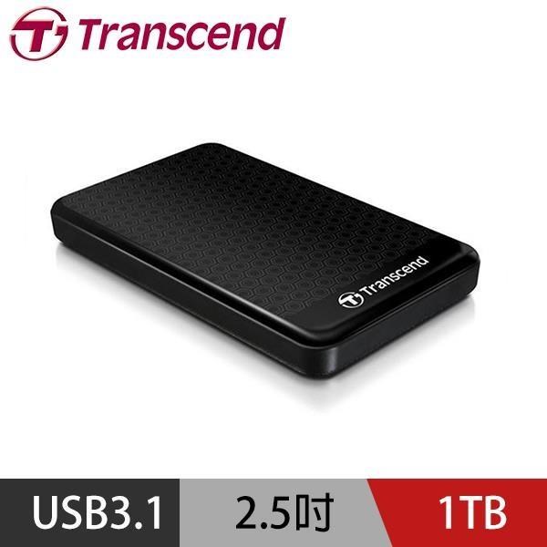 創見StoreJet 25A3 1TB USB 3.1 2.5吋抗震行動硬碟(黑)