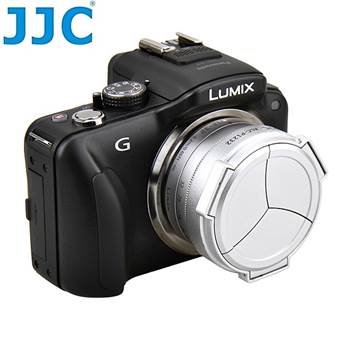 JJC Panasonic自動鏡頭蓋ALC-P1232 Silver銀色適Lumix G Vario HD 12-32mm F3.5-5.6 Mega OIS